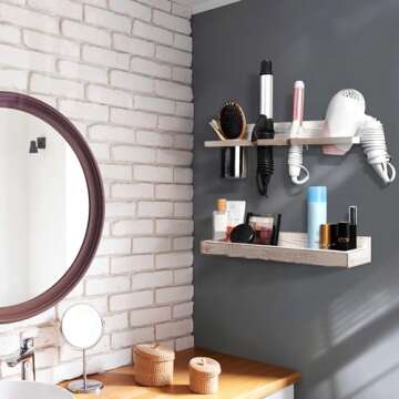 FANGSUN Rustic Bathroom Organizer Tray - Set of 2 Layer Hair Tool Holder