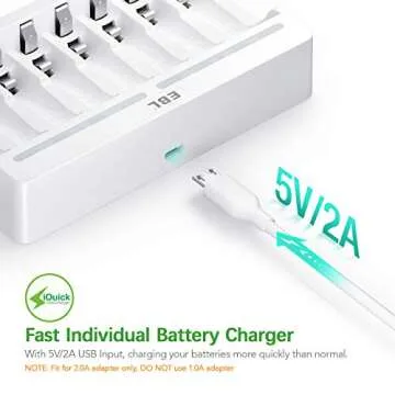 EBL 8 Bay Charger High-Speed USB Smart Charging