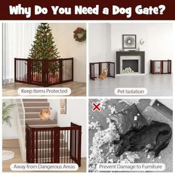 Giantex Dog Gate - Adjustable & Foldable 30''H x 80''W Wooden Safety Fence
