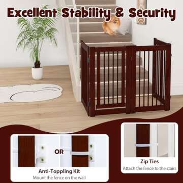 Giantex Wooden Pet Gate with Door - Safety and Style