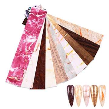 Major Dijit Colorful Marble Shining Design Nail Foil Set Starry Sky Adhesive Wraps Transfer Paper Nail Art Decal (Marble -02)