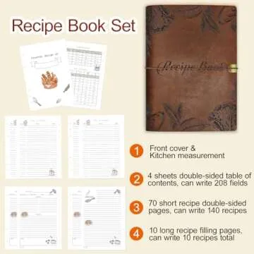 GoShambar Blank Recipe Book To Write In Your Own Recipes, Leather Recipe Notebook, Recipe Journal Hold 150 Recipes(Long Recipes & Short Recipes) (Brown)