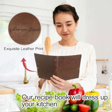 GoShambar Blank Recipe Book To Write In Your Own Recipes, Leather Recipe Notebook, Recipe Journal Hold 150 Recipes(Long Recipes & Short Recipes) (Brown)