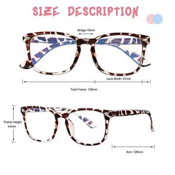 COASION Blue Screen Glasses for Kids Age 3-12, 3 Pack Blue Light Blocking Glasses for Girls Boys, Computer Gaming Fake Eyeglasses (Leopard + Clear Pink + Black)