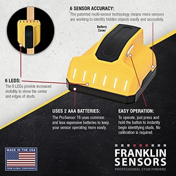 Franklin ProSensor T6 Stud Finder for Accurate Wall Scanning