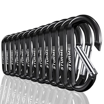 3-Inch Aluminum D Ring Carabiner Clip Set - 12 PCS for Outdoor Use