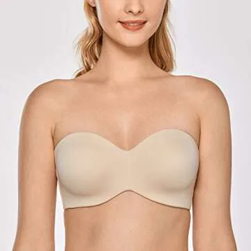 DELIMIRA Women's Strapless Bra Unlined Underwire Minimizer Plus Size Support Beige 38C
