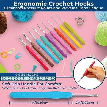 Craftwiz Ultimate Beginner Crochet Kit for Adults and Kids – Learn to Crochet with Complete Starter Set – Includes 20 Yarn Skeins, 9 Hooks, and Crochet Book