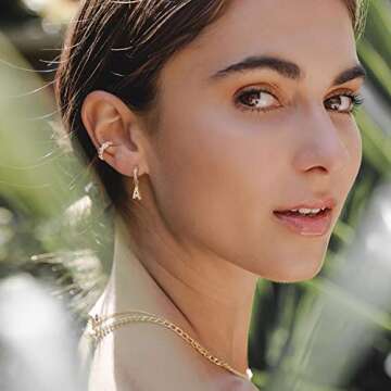 Initial Earrings for Women Initial Huggie Earrings Dangle Hoop Earrings Cubic Zirconia F Initial Alphabet Letter Charm for Women