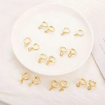Initial Earrings for Women Initial Huggie Earrings Dangle Hoop Earrings Cubic Zirconia F Initial Alphabet Letter Charm for Women