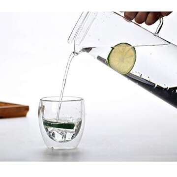 Glass Pitcher with Lid - High Heat Resistance Stovetop Safe Pitcher for Hot/Cold Water & Iced Tea