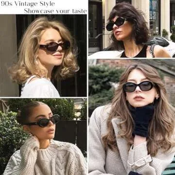 mosanana Oval Retro Trendy Sunglasses for Women Cute Sunnies 90s Style Fashion Shades Tortoise MS52371