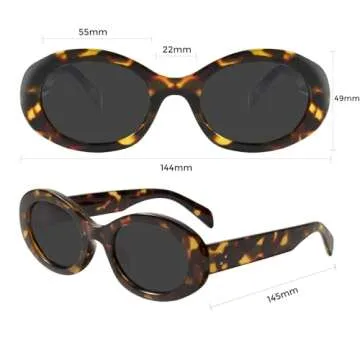 mosanana Oval Retro Trendy Sunglasses for Women Cute Sunnies 90s Style Fashion Shades Tortoise MS52371