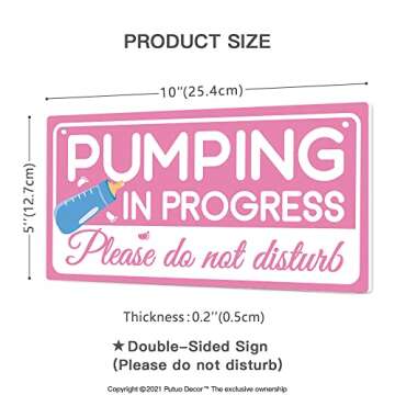 Putuo Decor Breastfeeding or Pumping in Progress Door Sign, Reversible Double Sided Sign for Home, N...