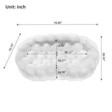 VASOENY 74.8'' Modern Loveseat Sofa, 2 Seater Mesh Fabric Love Seat Bubble Sofa, 3D Honeycomb Shape ...