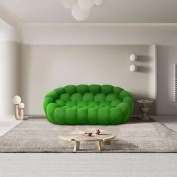 VASOENY 74.8'' Modern Loveseat Sofa, 2 Seater Mesh Fabric Love Seat Bubble Sofa, 3D Honeycomb Shape Floor Sofa, No Assembly Required Curved Couch for Living Room, Office
