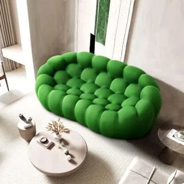 VASOENY 74.8'' Modern Loveseat Sofa, 2 Seater Mesh Fabric Love Seat Bubble Sofa, 3D Honeycomb Shape Floor Sofa, No Assembly Required Curved Couch for Living Room, Office