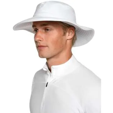 Coolibar UPF 50+ Women's Brighton Chlorine Resistant Bucket Hat - Sun Protective (Small/Medium- White)