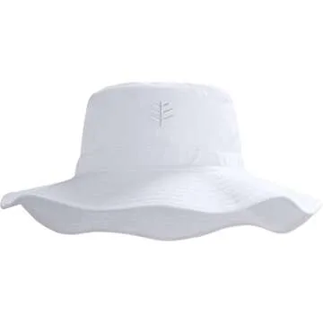 Coolibar UPF 50+ Women's Brighton Chlorine Resistant Bucket Hat - Sun Protective (Small/Medium- White)
