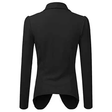 DOUBLJU Classic Draped Open Front Long Sleeve Business Casual Work Deconstructed Blazer Jackets for Womens with Plus Size