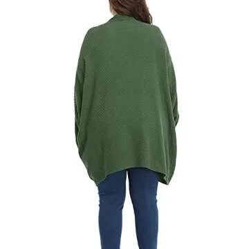 Classic Plus Size Sweaters for Women Oversized Long Cardigans (Green, 2X)