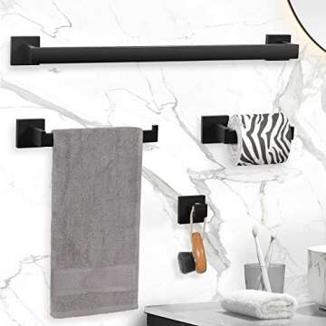 VELIMAX Premium Stainless Steel 4 Pieces Bathroom Hardware Accessories Set Wall Mounted Towel Bar Se...
