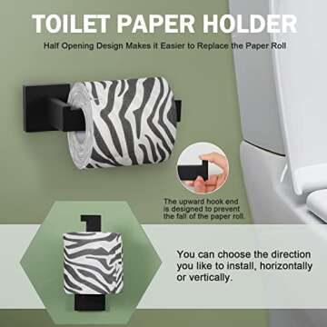 VELIMAX Premium Stainless Steel 4 Pieces Bathroom Hardware Accessories Set Wall Mounted Towel Bar Set, Matte Black, 23.6-Inch