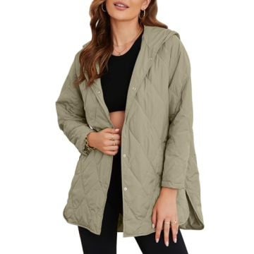 EVALESS Long Jacket for Women Stylish Lightweight Diamond Quilted Fashion 2024