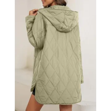EVALESS Long Jacket Women Stylish Lightweight Diamond Quilted