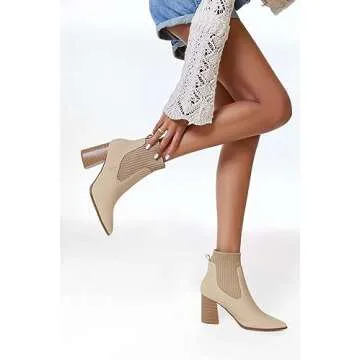 Coutgo Womens Pointed Toe Ankle Boots - Comfortable, Stylish Chelsea Booties