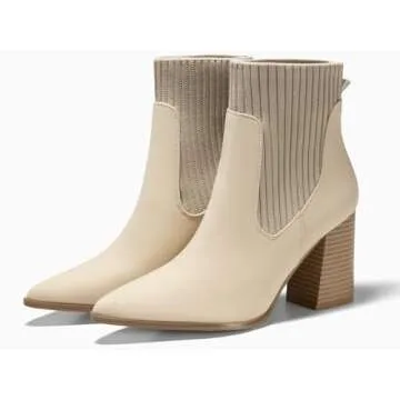 Stylish Coutgo Womens Pointed Toe Ankle Boots for Comfort