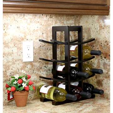 Oceanstar WR1132 12-Bottle Bamboo Wine Rack, Dark Espresso