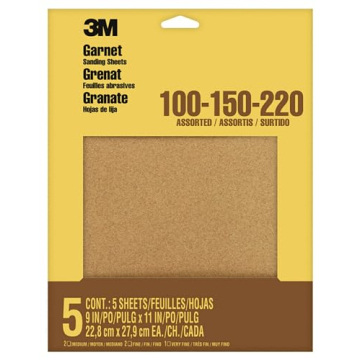3M Sandpaper Assorted Grits for Smooth Finishes, 5 Sheets