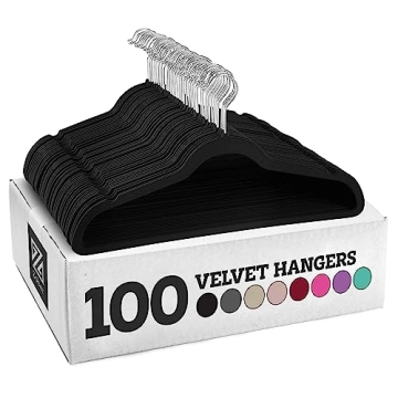 Zober Velvet Hangers 100 Pack - Non Slip Space Saving Hangers