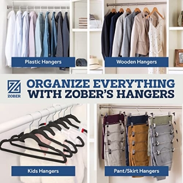 Zober Velvet Hangers 100 Pack - Non Slip Space Saving Hangers
