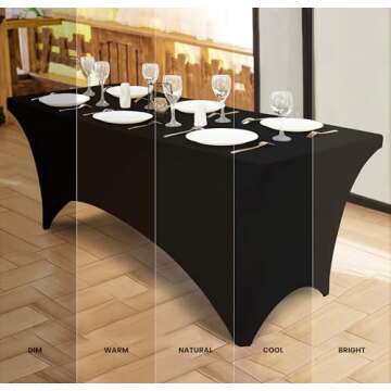 Utopia Kitchen Spandex Tablecloth 2 Pack [8FT, Black] Tight, Fitted, Washable and Wrinkle Resistant Stretch Table Cloth Rectangle Cover for Trade Show, Weddings & Parties [96Lx30Wx30H Inch]