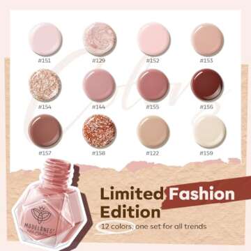 Modelones Nail Polish Set 12 Colors Nude Brown Fall Nail Polish Set Champagne Gold Glitter Nail Poli...