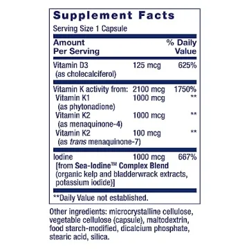 Life Extension Vitamins D and K with Sea-Iodine, vitamin D3, vitamin K1 and K2, iodine, supports immune, bone, arterial and thyroid health, non-GMO, gluten-free, 60 capsules