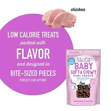 Tiki Cat Baby Soft & Chewy, Chicken Flavored, Low-Calorie, Mini Treats for Kittens 6 Weeks+, 2 oz. Pouch