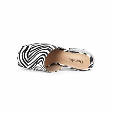 Dsevht Zebra Chunky Platform Heels - Elegant Comfort Sandals