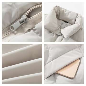 PUFFIT Women's Puffer Vest, Sleeveless Bubble Vests Outerwear with Trendy Hidden Diagonal Zipper, Stand Collar, Side Pockets, Ultra Soft Versatile Padded Puffy Gilet