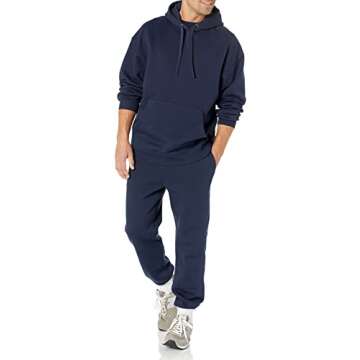 Amazon Essentials Relaxed-Fit Sweatpants for Men - Closed-Bottom, Big & Tall Options, Navy, Medium