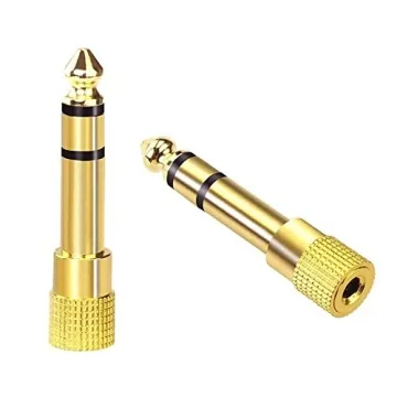 VCE 6.35mm Male to 3.5mm Female Stereo Audio Jack Adapter, 2 Pack