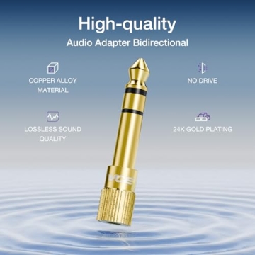 VCE 1/4" to 1/8" Audio Jack Adapter, 2 Pack