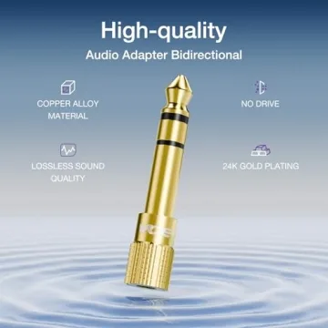 VCE 1/4" to 1/8" Audio Jack Adapter, 2 Pack