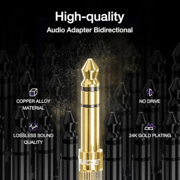 VCE 1/4" to 1/8" Audio Jack Adapter, 2 Pack