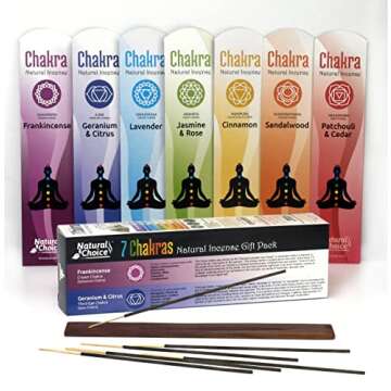 Natural Choice Incense 7 Chakra Incense Gift Pack with Burner