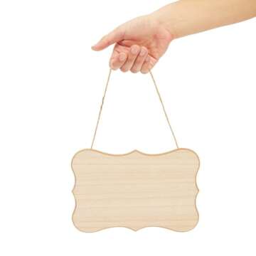 Juvale 6-Pack of Unfinished MDF Hanging Wood Plaques for Crafts with Jute Rope, Blank 9x6-Inch, 1/4-Inch Thick Wooden Sign for DIY Painting, Art Projects, Home Decor, 3 Designs