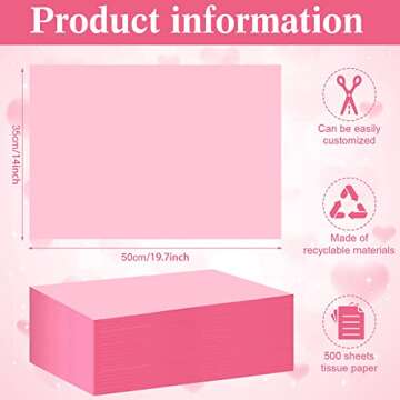 Teling 500 Sheets Kraft Tissue Paper for Gift Bags 14 x 20 Inches Valentine's Day Gift Wrapping Pape...