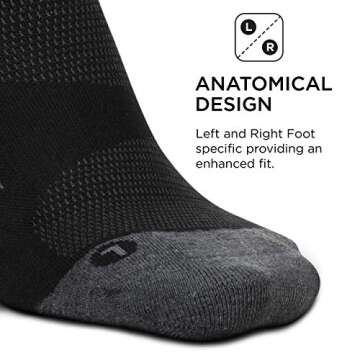 Feetures - Elite Max Cushion - Quarter - Black - Size Medium